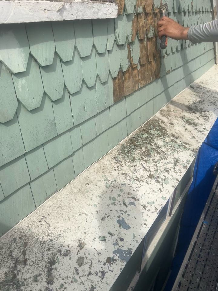 Scraping and prepping green wood shingles
